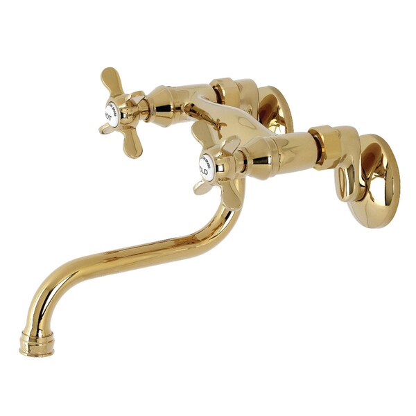KS116PB Essex Two Handle Wall Mount Bathroom Faucet, Polished Brass